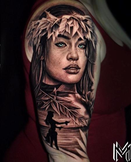 Tattoos - Matt Morrison Island Girl Portait - 144556